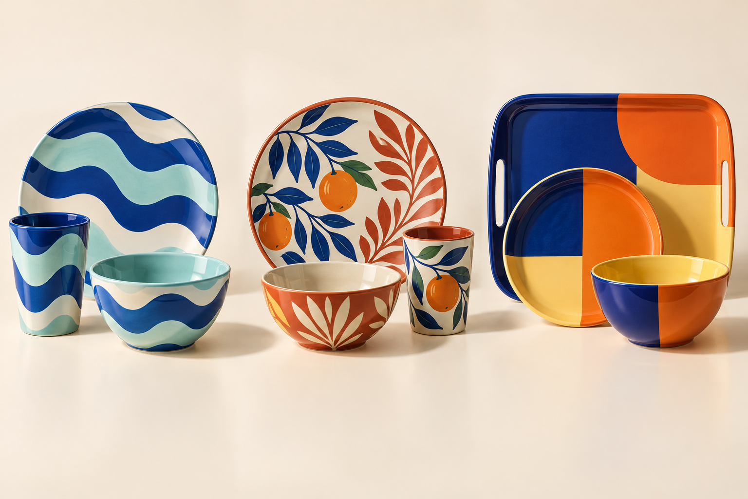 Three Rimetta tableware pattern directions